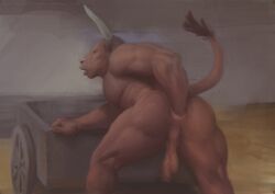 anal anal_fisting anal_masturbation anal_sex anthro anus ass autofisting autopenetration balls bent_over biceps bovid bovine cattle digital_media_(artwork) fisting fur genitals lost_my_keys male mammal masturbation muscular muscular_anthro muscular_male nude open_mouth orcfun penetration saggy_balls solo tail