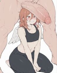 ai_generated angel_devil_(chainsaw_man) chainsaw_man femboy heavy_breathing large_balls large_penis meupfem muscular_male naughty_face otoko_no_ko penis_awe penis_on_face penis_on_head sissy size_difference sweat sweatdrop sweating tagme yaoi