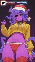 1girls 2026 ai_generated artist_name borrowed_character colored_skin electroworld female hi_res high_quality high_resolution highres hood hood_up hoodie monster_prom navel night panties patreon patreon_username purple_hair side-tie_bikini side-tie_panties smile solo space stable_diffusion star_(sky) starry_sky striped_legwear thighhighs underwear watermark wide_hips yellow_jacket zoe_(monster_prom)