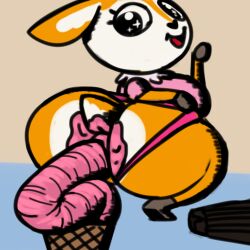 aggressive_retsuko anthro ass big_ass candy_scat chocorulltarta edible_scat female food_scat ice_cream ice_cream_cone looking_back panties pseudo_scat sanrio scat stained tsunoda unusual_scat