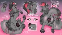 animal_genitalia animal_vulva anus ass big_butt big_pussy blush blush_lines brown_paws butt_focus canid canine canine_genitalia canine_teeth canine_vulva canis cheek_tuft cookie facial_tuft female feral fluffy fluffy_chest fluffy_ears fluffy_hair fluffy_tail food genitals hair mammal model_sheet mohitopaw neck_tuft nude pawpads paws pinup pose reference_image reference_to_character she_wolf solo tail tuft wide_hips wolf