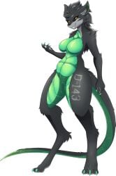 2023 3_toes 5_fingers alpha_channel anthro arm_tuft belly big_breasts biped black_body black_ears black_fur black_nose black_sclera black_tail breasts claws colored countershade_face countershade_legs countershade_neck countershade_tail countershade_torso countershading delta_(ratbyte) digital_media_(artwork) digitigrade eyelashes featureless_breasts feet female female_anthro finger_claws fingers front_view full-length_portrait fur genitals glistening glistening_body glistening_breasts green_body green_claws green_countershading green_inner_ear green_skin green_tail grey_body grey_countershading grey_fur grey_inner_ear_fluff grin head_tuft hi_res humanoid_hands hybrid inner_ear_fluff long_tail looking_at_viewer mammal murid murine nude nude_anthro nude_female number_on_body portrait pupils rat ratbyte rodent shaded shoulder_tuft simple_background smile solo standing tail text text_on_body three-quarter_view toe_claws toes transparent_background tuft vulva