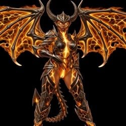 ai-created ai_art ai_generated armored_female biara corruption demon_girl demon_horns demoness heroes_of_might_and_magic heroes_of_might_and_magic_5 seductive_body seductive_look seductive_pose succubus succubus_horns succubus_wings yellow_eyes