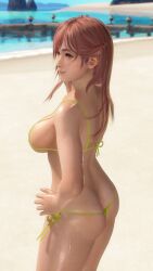 3d ass beach bikini dead_or_alive honoka_(doa) huge_ass huge_breasts pink_hair video_game_character