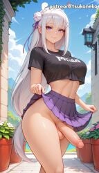 1futa 2026 ai_assisted ai_generated anime artist_name bangs blunt_bangs breasts bust clothes_lift cloud cock dick emilia emilia_(re:zero) explicit flower futanari hair_flower hair_ornament hi_res high_quality high_resolution highres leaf lifted_by_self long_hair patreon patreon_username penis pleated_skirt pointy_ears purple_eyes purple_ribbon re:zero_kara_hajimeru_isekai_seikatsu skirt skirt_hold skirt_lift smile solo stable_diffusion testicles tsukoneko uncensored watermark white_flower