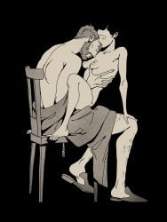 1boy 1girls couple cowgirl cowgirl_position hetero hvmator implied_penetration implied_sex male/female nude_female original original_character original_characters partially_clothed partially_clothed_male riding romantic romantic_couple romantic_sex straight