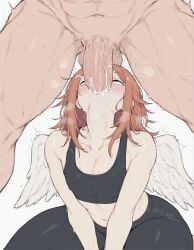 ai_generated angel_devil_(chainsaw_man) blowjob blowjob_face chainsaw_man cum cum_in_mouth deepthroat femboy heavy_breathing large_penis meupfem muscular_male naughty_face otoko_no_ko sissy size_difference sweat sweatdrop sweating tagme yaoi