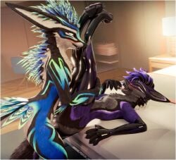 3d_(artwork) absurd_res anthro anthro_on_anthro anthro_penetrated anthro_penetrating anthro_penetrating_anthro blender_(artwork) blush bodily_fluids border canid canine clothing cum cum_drip cum_inside digital_media_(artwork) dripping duo erection fur genital_fluids genitals gloves hair handwear hi_res latex latex_clothing latex_gloves latex_handwear latex_legwear legwear lill_esp looking_pleasured male male/male male_penetrated male_penetrating mammal penetration penile penile_penetration penis raised_leg sex simple_background smile tail tongue tongue_out