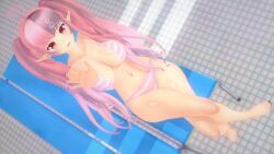 3d bikini blush feet ironmouse koikatsu pink_hair pointy_ears swimwear thighs virtual_youtuber