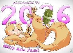 alcohol alcohol_bottle alcohol_enema anthro ass beverage breasts champagne champagne_bottle champagne_glass container cup drinking_glass female glass glass_container glass_cup holidays jubb mammal mustelid musteline new_year new_year_2026 nude nude_female solo true_musteline weasel