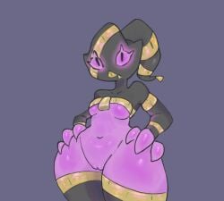 anthro claws dajoups female generation_6_pokemon hi_res mega_banette mega_evolution nintendo pink_body pink_claws pokemon pokemon_(species) solo teeth thick_thighs