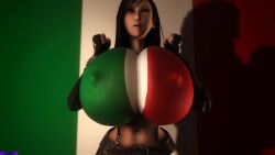 1girls 3d alternate_breast_size animated areolae black_hair bodypaint breasts busty drakepowers earrings elbow_gloves erect_nipples final_fantasy final_fantasy_vii fingerless_gloves hourglass_figure hyper hyper_breasts italian_flag italian_senate_hack italy long_hair meme miniskirt navel nipples skirt solo solo_female suspenders tagme tifa_lockhart topless video wide_hips