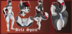 anthro beta_spirit canid canine canis felid feline female hybrid mammal screencap_(artist) solo wolf wolf/bat/cheetah