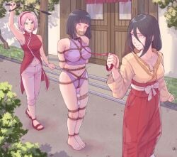 3girls arms_behind_back arms_tied_behind_back barefoot big_breasts bob_cut bondage boruto:_naruto_next_generations bound bound_ankles bound_arms bound_legs breasts brown_hair bsdm collar crotch_rope crying dripping dripping_pussy feet female female/female/female female_only femdom femsub fully_clothed gag gagged genital_fluids green_eyes hair_between_eyes hakama holding_object humiliated humiliation hyuuga_hanabi hyuuga_hinata implied_incest implied_yuri kimono kinbaku leash leash_pull lezdom mature mature_female milf mouth_gag multiple_doms multiple_girls naruto naruto_(series) object_between_thighs outdoors panties pants parade parted_lips pink_hair public_humiliation purple_hair revealing_clothes rope rope_bondage sakura_haruno sandals sex_slave sex_toy sisters skirt street stuffed_mouth_gag submissive submissive_female tape_gag taped_mouth tied_up two_doms_one_sub underwear vibrator vibrator_on_pussy vibrator_taped_to_leg violet_eyes walking wet wet_pussy whatever whip yuri