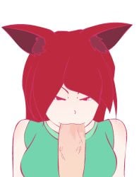 1girls :3 animated cat_ears color colored hands-free oral oral_sex petite red_hair tagme tvcomrade123