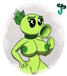 1girls artist_request big_breasts breasts eyelashes female female_focus female_only nude nude_female plantie plants_vs_zombies pussy repeater_(pvz) rule_63 solo solo_focus sparkling_eyes tagme