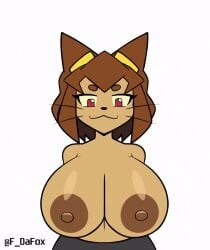 1girls 2d 2d_animation animated animated_gif animated_image big_breasts bouncing_breasts brown_hair cat_ears cat_girl dark_nipples f_dafox gameoverse gif glitch_productions huge_areolae huge_breasts hyper hyper_breasts kit_(gameoverse) loop looping_animation nipples nude