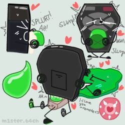 blowjob blush cum cum_in_pussy cum_inside heart-shaped_pupils heart_symbol object_shows osc pawpads paws remote_(bfdi) sex tree_(bfdi)