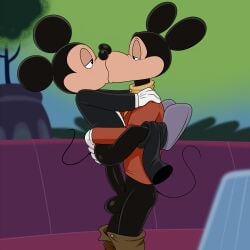 1:1 2026 anal anal_penetration anthro balls black_body bottomwear bottomwear_down clothed clothing disney disney's_house_of_mouse duo genitals hi_res kiss_on_lips kissing lonbluewolf male male/male mammal mickey_mouse mortimer_mouse mouse murid murine narrowed_eyes pants pants_down partially_clothed penetration penile penile_penetration penis penis_in_ass rodent sex size_difference tail