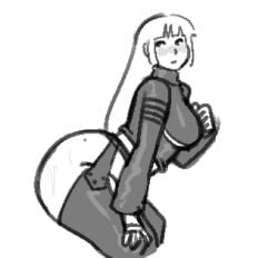 vexwarlock royalmilk20 snk king_of_fighters kula_diamond monochrome blush embarrassed 1girls solo lowres big_ass wide_hips voluptuous beauty_mark presenting_hindquarters adapted_costume exposed_ass alternate_ass_size