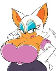 attractive_female clothed_female glasses momiji_(artist) rouge_the_bat sonic_(series) voluptuous_female