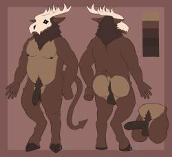 2026 absurd_res aimskull american_mythology anthro antlers anus aroused balls big_balls big_penis bone brown_body brown_fur deer digital_drawing_(artwork) digital_media_(artwork) flat_colors fur genitals hi_res hooves horn indigenous_north_american_mythology long_tail male male_only mammal mature_male model_sheet monster muscular mythological_creature mythology nipples north_american_mythology penis pubes pubic_hair puckered_anus pupils signature simple_background skull skull_head solo solo_male spade_tail tail teeth wendigo white_pupils