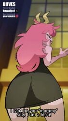 <1_second_video 1girl 1girls animated backwards big_ass black_dress black_sclera blush boku_no_hero_academia building buildings clothed clothed_female clothing diives dress english_dialogue english_text female_only flushed flushed_face gif horns mina_ashido mina_ashido_time-skip my_hero_academia pink-skinned_female pink_hair pink_skin post-timeskip seductive_eyes seductive_look seductive_pose shaking shaking_ass shaking_butt solo text thick_thighs video yellow_eyes