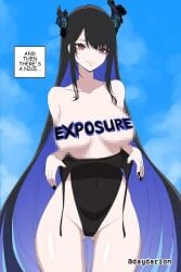 1girl 1girls adult adult_female ass_visible_through_thighs big_boobs big_breasts bikini black-haired_female black_bikini black_fingernails black_hair black_horn black_hornssky black_nail_polish black_nails black_one-piece_swimsuit black_swimsuit black_swimwear blue_sky breasts_apart busty busty_female busty_girl censored censored_breasts censored_nipples closed_mouth_smile clouds curvaceous curvaceous_body curvaceous_female curvaceous_figure curvaceous_hips curvy curvy_body curvy_female curvy_figure curvy_hips dayyo_(daydarion/day-chan) exposing exposing_breasts exposing_chest exposing_self fingernails head_tilt hololive hololive_english horn horns inguinal_crease inguinal_ligament large_boobs large_breasts light_smile mature mature_female mosaic_censoring multicolored_hair nail_polish nails nerissa_ravencroft one-piece_swimsuit presenting_breasts purple-eyed_female purple-haired_female purple_eyes purple_hair revealing_breasts showing_breasts showing_chest slight_smile smile smiley_face smiling smiling_at_viewer swimsuit swimwear thighh_gap tilted_head virtual_youtuber voluptuous voluptuous_body voluptuous_female voluptuous_figure voluptuous_woman vtuber vtuberfanart youtuber youtuber_girl