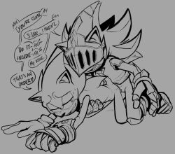 2023 2boys all_fours anthro anthro_on_anthro armor clothing digital_drawing_(artwork) digital_media_(artwork) doggystyle duo english_text eulipotyphlan from_behind_position furry furry_male furry_only gauntlets gay gay_sex gloves handwear hedgehog hi_res king knight line_art male male/male male_penetrated male_penetrating male_penetrating_male mammal open_mouth open_smile penetration royalty sega sex shaddycatz shadow_the_hedgehog sir_lancelot_(sonic_and_the_black_knight) smile sonic_(series) sonic_and_the_black_knight sonic_storybook_series sonic_the_hedgehog sonic_the_hedgehog_(series) teeth text tongue warrior yaoi