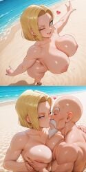 1boy 1boy1girl 1girls ai_generated android_18 dragon_ball dragon_ball_z female male male/female master_roshi muten_roushi pixai silverknight395 tagme