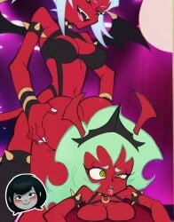 2demons 2girls demon demon_girl demon_girls demon_horns demoness demons kneesocks_daemon panty_&_stocking_with_garterbelt scanty_daemon tagme