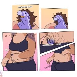 ambiguous_gender anthro booger_(bxxpie) clothing drop duo extreme_size_difference female hexel_(scalesack) hi_res hog-nosed_snake holding_micro inside_clothing mammal oblivious pubes_exposed pubic_hair reptile rodent scalesack_(hex) scalie sciurid size_difference snake trapped_in_clothing tree_squirrel