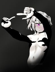 1girl :t arms_up artist_name black_background breasts commentary convenient_censoring doki_doki_literature_club flat_chest hair_ornament hand_shadow_covering_breasts_(meme) highres index_finger_raised looking_to_the_side meme natsuki_(doki_doki_literature_club) navel no_nipples nude open_hands outstretched_arms petite pink_eyes pout shadow shadow_censor shadow_puppet short_hair solo spread_fingers topless_female twitter_username upper_body x_hair_ornament trend hands_casting_shadow projektxi01 hires hi_res high_resolution high_quality absurd_res absurdres absurd_resolution nsfw explicit explicitly_stated_consent