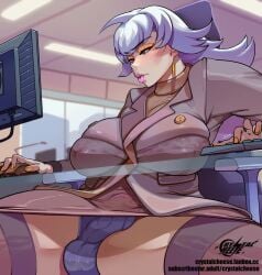 animated computer crystalcheese futa_focus futa_only futanari loop morning oc office office_clothing office_lady sitting solo solo_futa tagme video window working