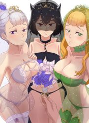 3girls black_clover female female_focus mimosa_vermillion multiple_girls noelle_silva secre_swallowtail the_amazing_gambit