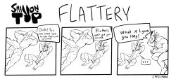 2boys anthro back_view big_butt comic compliment dialogue english_text gay inviting laying_on_ground looking_at_another male male/male male_only muscular muscular_male nude penis scalie smaller_male spedumon teasing text