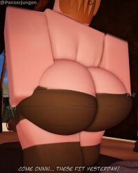1boy 3d anger_vein ass_bigger_than_head ass_cleavage ass_crack ass_focus barely_clothed big_ass big_ass_(male) big_butt blonde blonde_hair bottomless bottomless_male erich_kraus getting_dressed huge_ass huge_butt image inconvenient_ass inconvenient_butt original_character panzerjungen roblox robloxian shirtless struggling_to_fit