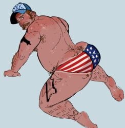 1boy american american_flag american_flag_bikini american_flag_bikini_bottom american_flag_legwear american_flag_panties american_flag_print ass ass_cleavage ass_crack ass_focus ass_up bear_(body_type) booty booty_cheeks booty_focus booty_shorts butt butt_crack butt_focus daddy daryl_(hebiwoogie) dilf divorced divorced_dilf fat fat_ass fat_butt fat_male hairy hairy_ass hairy_male hebiwoogie human human_male human_only male male_only on_fours solo woogieville