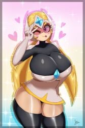 1girls 2d :p ;p artist_name artist_signature big_breasts black_panties black_thighhighs black_underwear blush blushing brawl_stars breasts female_focus female_only headgear heart heart_symbol looking_at_viewer miks381 miniskirt one_eye_closed panties pink_eyes short_skirt simple_background skirt solo solo_focus starr_nova_(brawl_stars) supercell tagme thick_thighs thigh_highs thighhighs thight_clothing underwear v wink winking winking_at_viewer