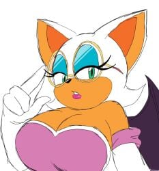 attractive_female glasses voluptuous_female rouge_the_bat sonic_(series) clothed_female momiji_(artist)