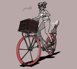 bicycle bike crop_top dildo dildo_bike elf fluids panties sunglasses yogb