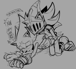 2023 2boys all_fours anthro anthro_on_anthro armor bodily_fluids clenched_teeth clothing cum cum_inside digital_drawing_(artwork) digital_media_(artwork) doggystyle duo english_text eulipotyphlan from_behind_position furry furry_male furry_only gauntlets gay gay_sex genital_fluids gloves handwear hedgehog hi_res king knight line_art male male/male male_penetrated male_penetrating male_penetrating_male mammal open_mouth penetration royalty sega sex shaddycatz shadow_the_hedgehog sir_lancelot_(sonic_and_the_black_knight) sonic_(series) sonic_and_the_black_knight sonic_storybook_series sonic_the_hedgehog sonic_the_hedgehog_(series) teeth text tongue tongue_out warrior yaoi