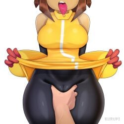 1girls 2026 2d 2d_(artwork) anthro big_breasts cameltoe clothed clothed_female color colored female female_focus furry furry_female gameoverse glitch_productions grabbing_pussy hairy_pussy hero heroine kit_(gameoverse) kurupi_(artist) lifting_shirt nerd open_mouth panties pussy pussy_grab pussy_lips pussy_outline pussy_squeeze shirt_lift skintight skintight_bodysuit skintight_clothing standing superheroine thin_waist tongue tongue_out wide_thighs younger_female