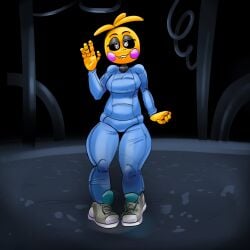 1girls animatronic biting_lip charlie_and_the_chocolate_factory chicken crossover crossover_cosplay five_nights_at_freddy's five_nights_at_freddy's_2 klomb0 metroid robot samus_aran_(cosplay) toy_chica_(fnaf) toy_chica_(love_taste) waving willy_wonka_and_the_chocolate_factory