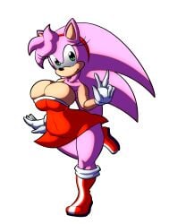 1girls amy_rose busty chaossabre curvy female hedgehog huge_breasts mobian sega solo sonic_(series) sonic_the_hedgehog_(series)