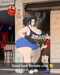 1boy 1girls ? alleyway_milf_(meme) bigger_female blushing bulge_through_clothing colombia dotcom-chan dotcom_jk2 freckles glasses holding_flower meme_reference nerdy_male nervous ponytail shorts size_difference smaller_male smoking standing tank_top text