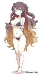 1girls solo female_only female female_focus long_hair collarbone shoulders fingers cleavage large_breasts breasts midriff belly navel belly_button thighs legs knees calves feet toes groin slim_waist slim_female narrow_waist slender_waist slender_body lean_figure wide_hips hourglass_figure white_background simple_background full_body standing looking_at_viewer digital digital_media digital_art digital_drawing digital_media_(artwork) digital_drawing_(artwork) 2d 2d_(artwork) 2d_artwork drawing brown_hair brown-haired_female multicolored_hair gradient_hair purple_eyes purple-eyed_female smile smiling smiley_face smiling_at_viewer closed_mouth_smile light_smile slight_smile hand_behind_back arm_behind_back two_side_up nude naked nudity naked_female nude_female exposed naked_woman mostly_nude nearly_nude almost_naked almost_nude practically_nude busty busty_female busty_girl large_boobs big_breasts big_boobs bikini swimsuit swimwear bikini_top bikini_bottom black_bikini black_swimsuit black_swimwear black_bikini_top black_bikini_bottom string_bikini bikini_only halterneck inguinal_crease inguinal_ligament stomach linea_alba fit_female legs_closed legs_together thighs_together bare_skin bare_shoulders bare_chest bare_arms bare_hands bare_midriff bare_belly bare_navel bare_hips bare_thighs bare_legs bare_knees bare_calves barefoot bare_toes exposed_skin exposed_shoulders exposed_chest exposed_arms exposed_midriff exposed_belly exposed_navel exposed_hips exposed_thighs exposed_legs exposed_toes curvy curvy_figure curvy_body curvy_female curvy_hips vly curvy_thighs very_long_hair very_long_hair_female wavy_hair dayyo_(daydarion/day-chan) vtuber virtual_youtuber youtuber youtuber_girl vtuberfanart anya_melfissa hololive hololive_indonesia