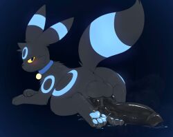 draco_(artist) draco_(draco) canine_penis knot knotted_penis huge_penis big_balls furry_male furry_only nude_male male_only solo precum looking_at_viewer blush collar umbreon shiny_umbreon presenting_penis presenting_balls butt anus x_anus