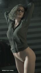 prototype_(artist) memz3d mustard_sfm resident_evil resident_evil_9:_requiem grace_ashcroft grace_ashcroft_(julia_pratt) 1girls female female_only blonde_hair blonde blonde_female short_hair wavy_hair glasses bottomless bottomless_female female_pubic_hair pubic_hair bush pubes hairy_pussy vagina pussy 3d 3d_(artwork) 3d_model clothed clothed_female arms_up hoodie legs_together thighs hips slim_waist nipples nipples_visible_through_clothing breasts small_breasts sexy_pose solo solo_female ass