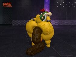 1boy 3d_(artwork) anthro anus backsack balls big_butt bowser_jr. butt digital_media_(artwork) dragon fat_ass feces furry furry_male furry_only genitals hair hand_on_butt hi_res holding_butt kanebrentkoopa kerchief koopa looking_at_viewer looking_back male male_only male_pooping mario_(series) metal_bracelet mythological_creature mythological_scalie mythology nintendo penis ponytail pooping_in_public pooping_on_floor reptile scalie scat shell slightly_chubby smile smirk solo solo_focus solo_male source_filmmaker_(artwork) spread_anus spread_butt spreading standing tecbuttlovefa thick_thighs turtle yellow_skin